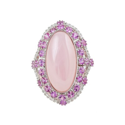 Bespoke Jewellery Singapore Exotic Gems & Jewellery Pte Ltd Pink Opal Pink Sapphire Diamond Brooch