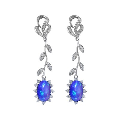 Bespoke Jewellery Singapore Exotic Gems & Jewellery Pte Ltd Opal Diamond Earrings