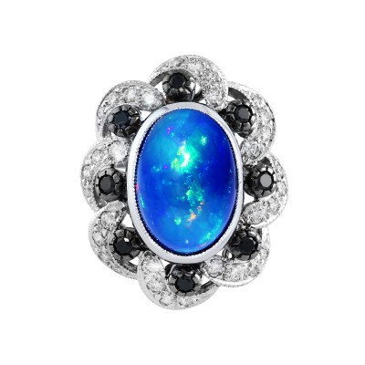 4.10ct Black Opal and Diamond Ring | First State Auctions Singapore